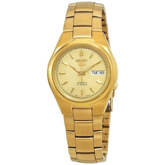 NWT Authentic Seiko Series 5 Automatic Gold Dial Men's Watch - Picture 1 of 3